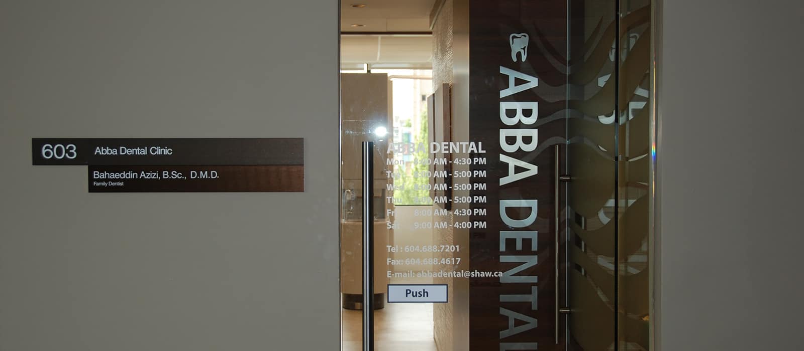main door of abba dental clinic