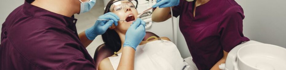 a women is getting dental treatment